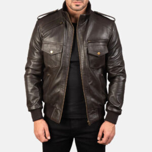 Brown Black Leather Jacket For Men And Women 01