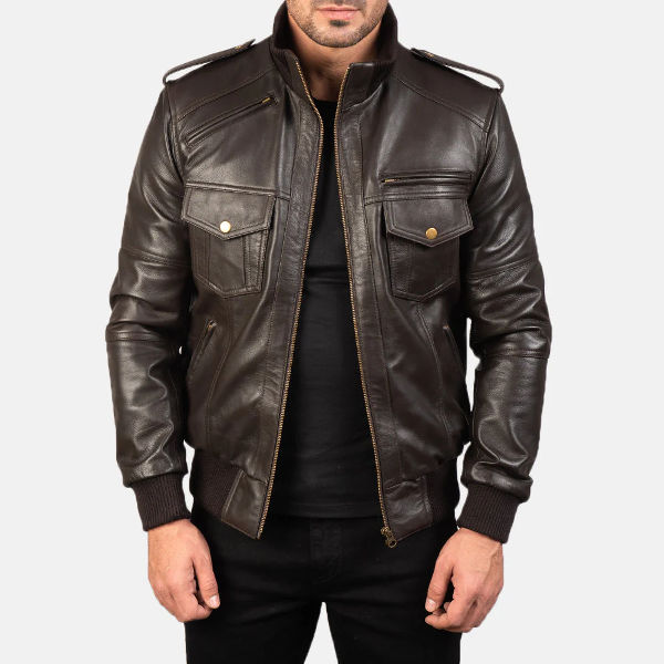 Brown Black Leather Jacket For Men And Women 01
