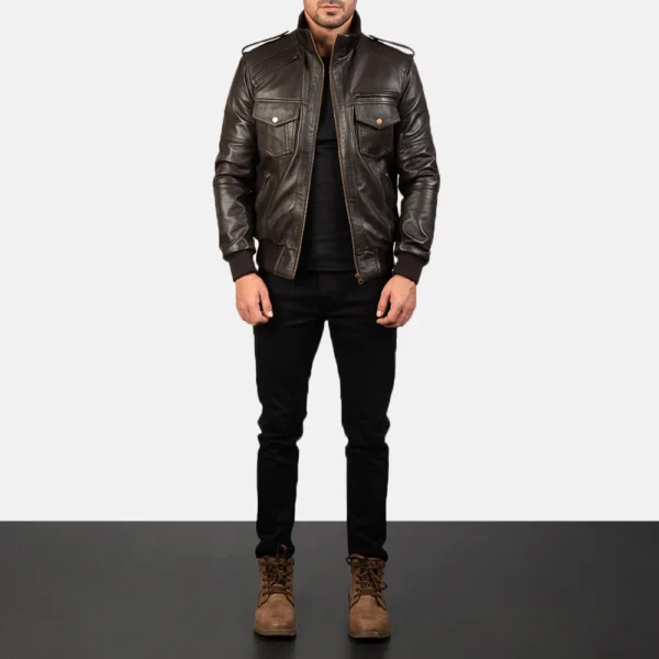 Brown Black Leather Jacket For Men And Women 03