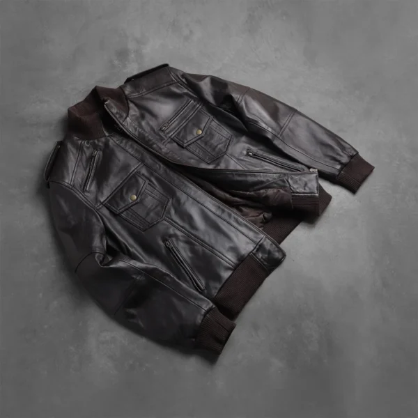 Brown Black Leather Jacket For Men And Women 06