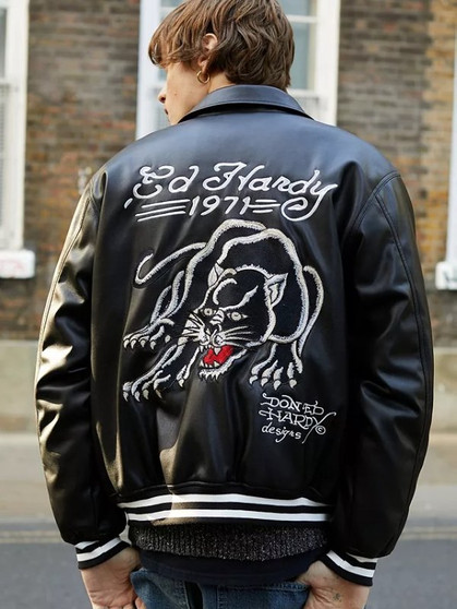 Ed Hardy Black Leather Jacket 02