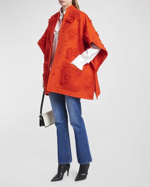 Elite S8 Maribel Verdú Red Floral Cape Coat 03