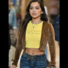 Isabela Merced Madame Web 2024 Brown Cropped Jacket 01