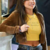 Isabela Merced Madame Web 2024 Brown Cropped Jacket 02