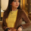 Isabela Merced Madame Web 2024 Brown Cropped Jacket 03