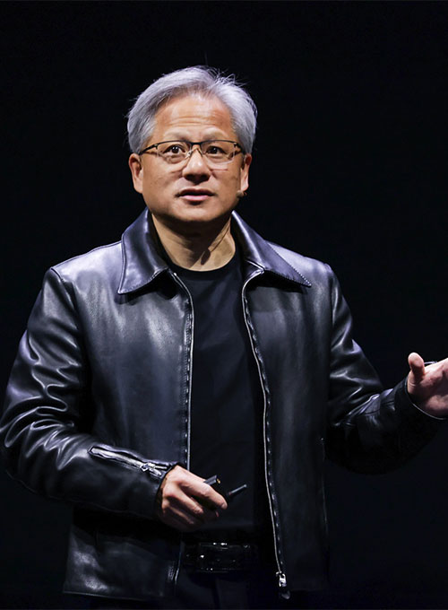 Jensen Huang black Leather Jacket 02