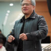 Jensen Huang black Leather Jacket 03