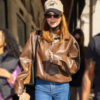 Kendall Jenner Brown Leather Jacket 02
