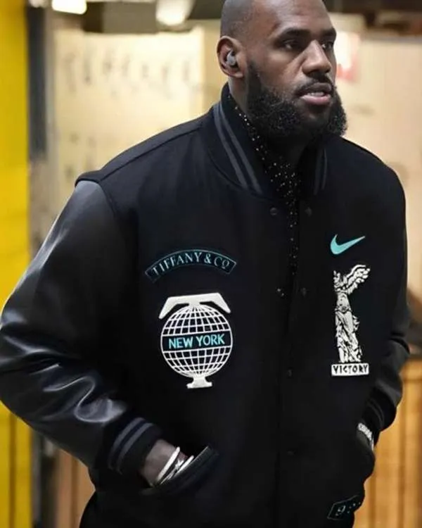 Lebron James Tiffany & Co Black Varsity Jacket 02