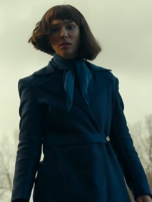 Matilda De Angelis Blue Wool Coat From Citadel Diana 2024 02