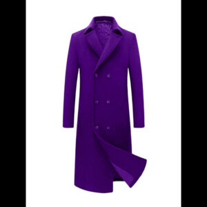 Mens Long Wool Purple Trench Coat 01
