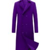 Mens Long Wool Purple Trench Coat 02
