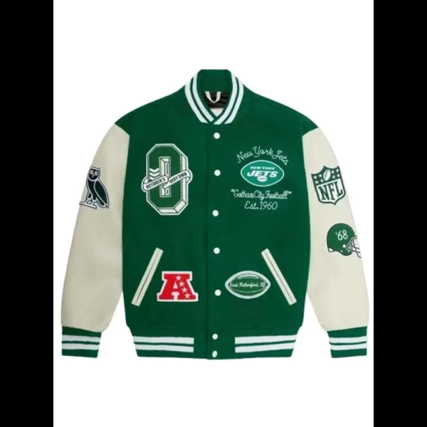 NFL New York Jets OVO Varsity Jacket 01