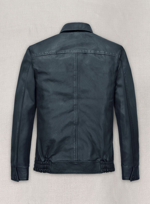 Ryan Gosling Blue Leather Jacket 04