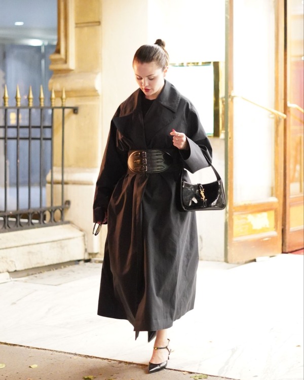 Selena Gomez Black Trench Coat For Women 02