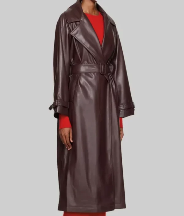 Selena Gomez Maroon Wrap Coat From Only Murders in the Building 02