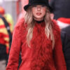 Taylor Swift Chiefs Game Red Fur Coat 03