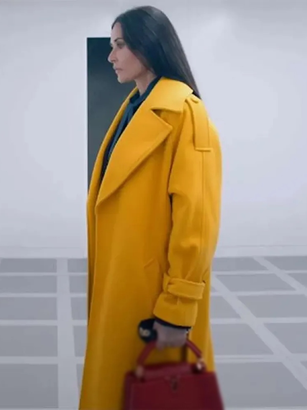 The Substance 2024 Elisabeth Sparkle Yellow Coat 03