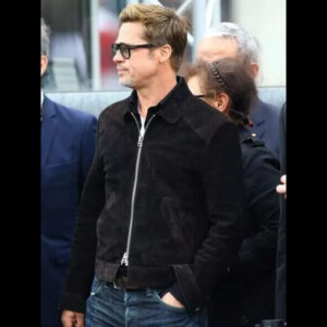 f1 2025 brad pitt black suede leather jacket 01