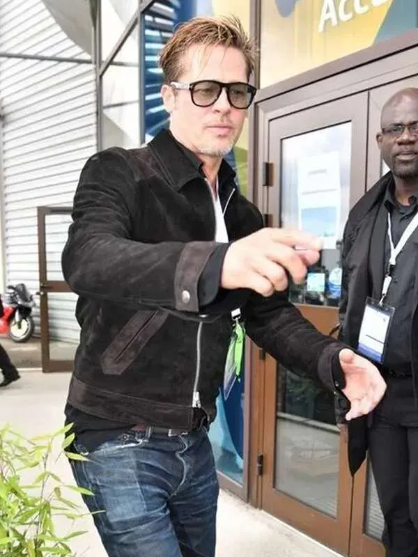 f1 2025 brad pitt black suede leather jacket 03