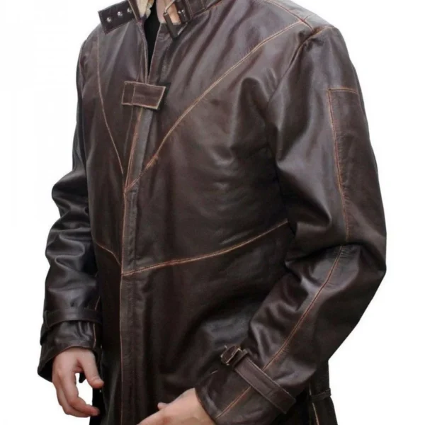 Aiden Pearce Trench Leather Coat 03