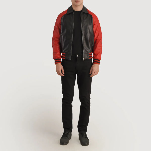Black And Red Leather Varsity Jacket For Men 01 Black And Red Leather Varsity Jacket For Men 01