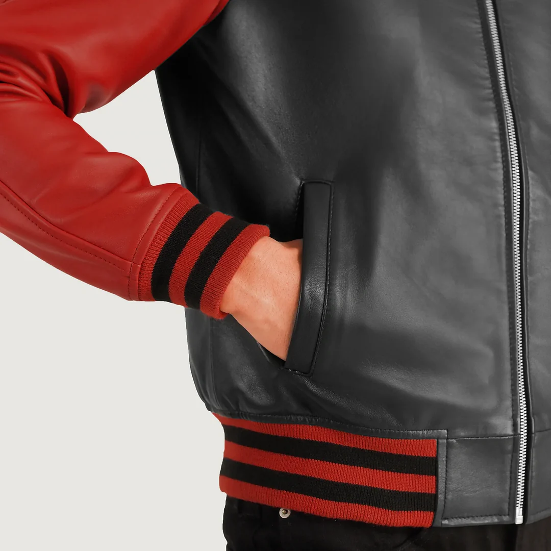 Black And Red Leather Varsity Jacket For Men 04 Black And Red Leather Varsity Jacket For Men 04