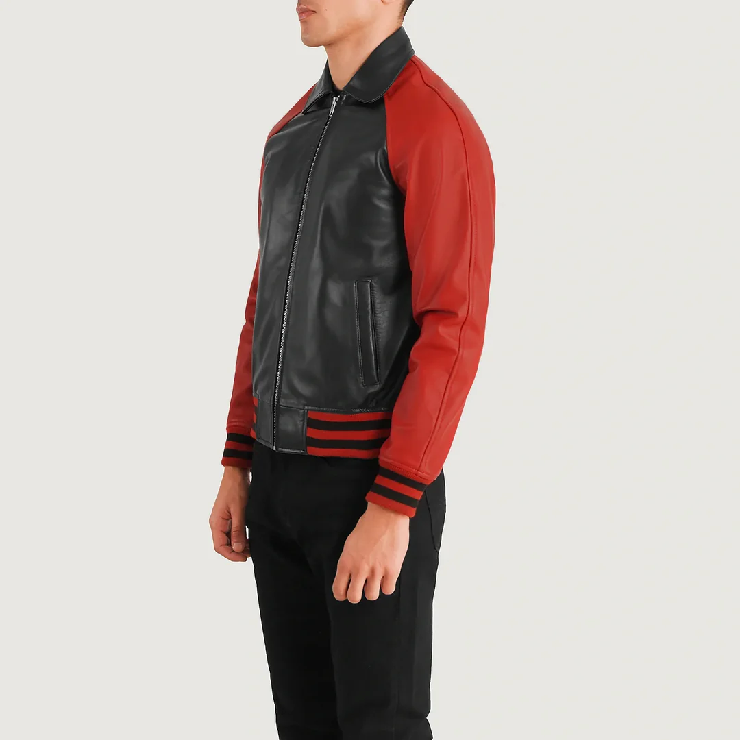 Black And Red Leather Varsity Jacket For Men 05 Black And Red Leather Varsity Jacket For Men 05