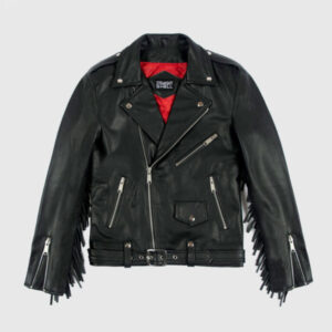 Black Fringe Leather Jacket For Men And Women 01