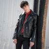 Black Leather Jacket With Red Lining For Men And Women 04