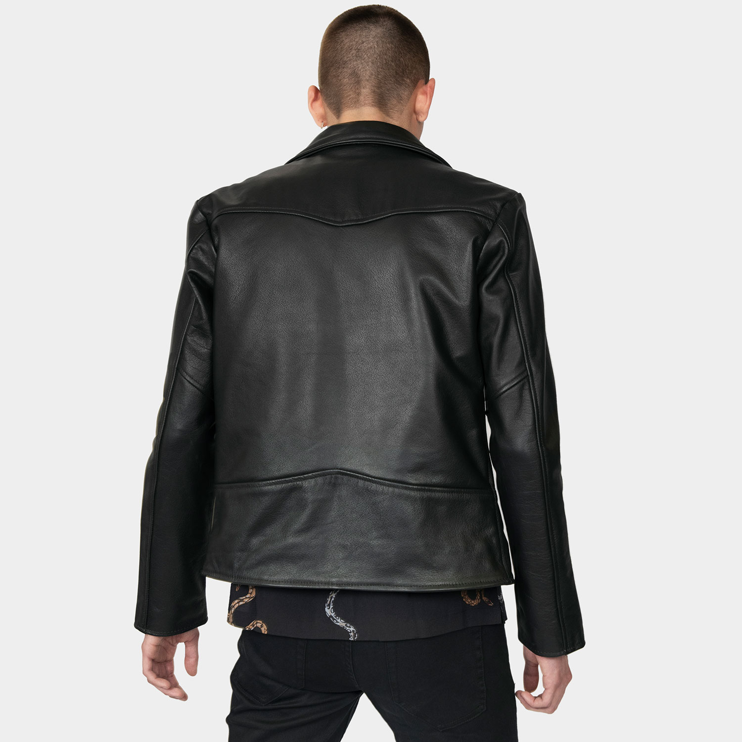 Black Leather Jacket With Red Lining For Men And Women 05