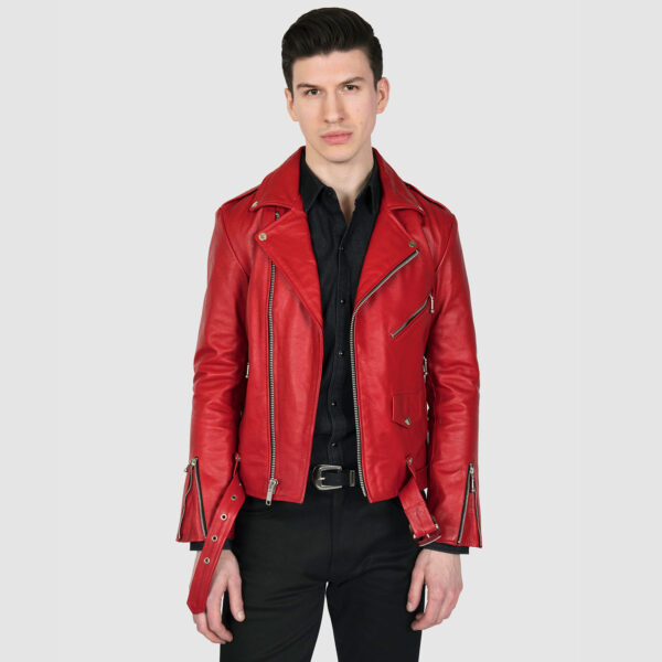 Blood Red Leather Jacket For Men And Women 02