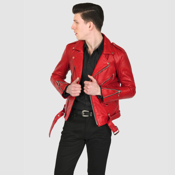 Blood Red Leather Jacket For Men And Women 03
