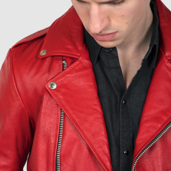 Blood Red Leather Jacket For Men And Women 05