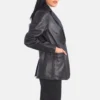 Brown Leather Blazer Jacket For Women 03