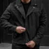 Classic Leather Motorcycle Jacket For Men 02