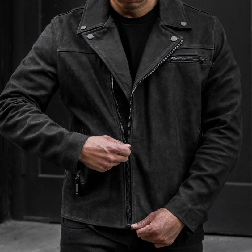 Classic Leather Motorcycle Jacket For Men 02