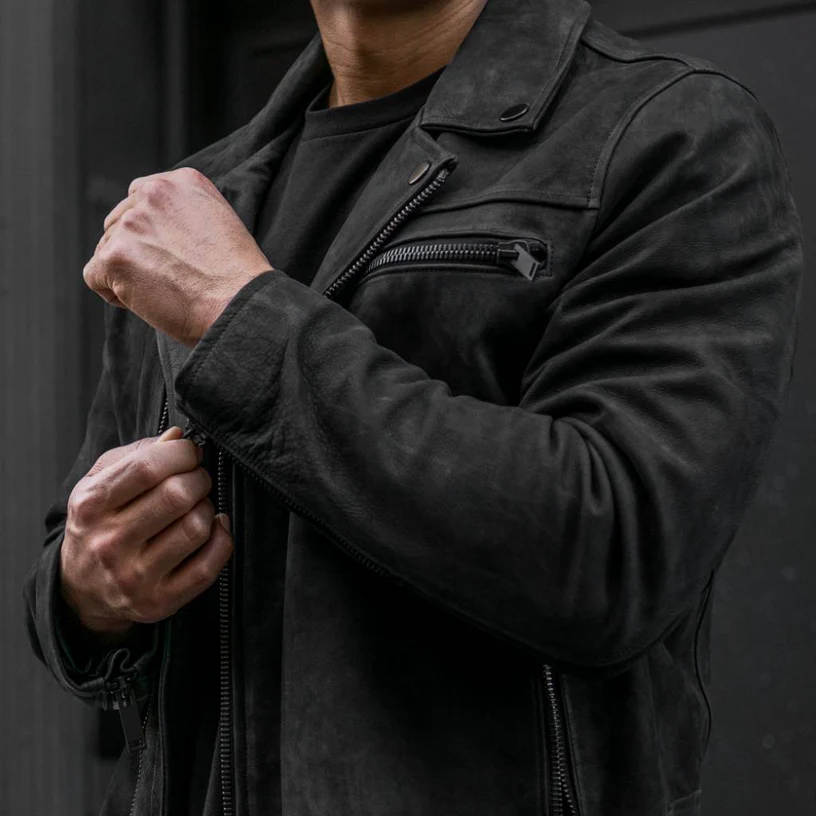 Classic Leather Motorcycle Jacket For Men 03