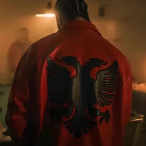 Drake Albanian Red Leather Flag Jacket​ 01
