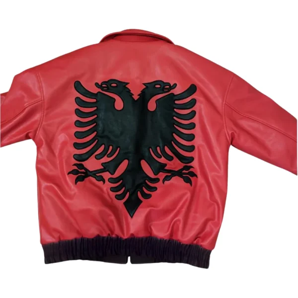 Drake Albanian Red Leather Flag Jacket​ 02