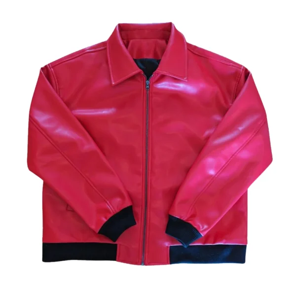 Drake Albanian Red Leather Flag Jacket​ 03