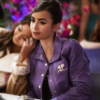 Emily In Paris S02 Lily Collins Purple Leather Jacket 02