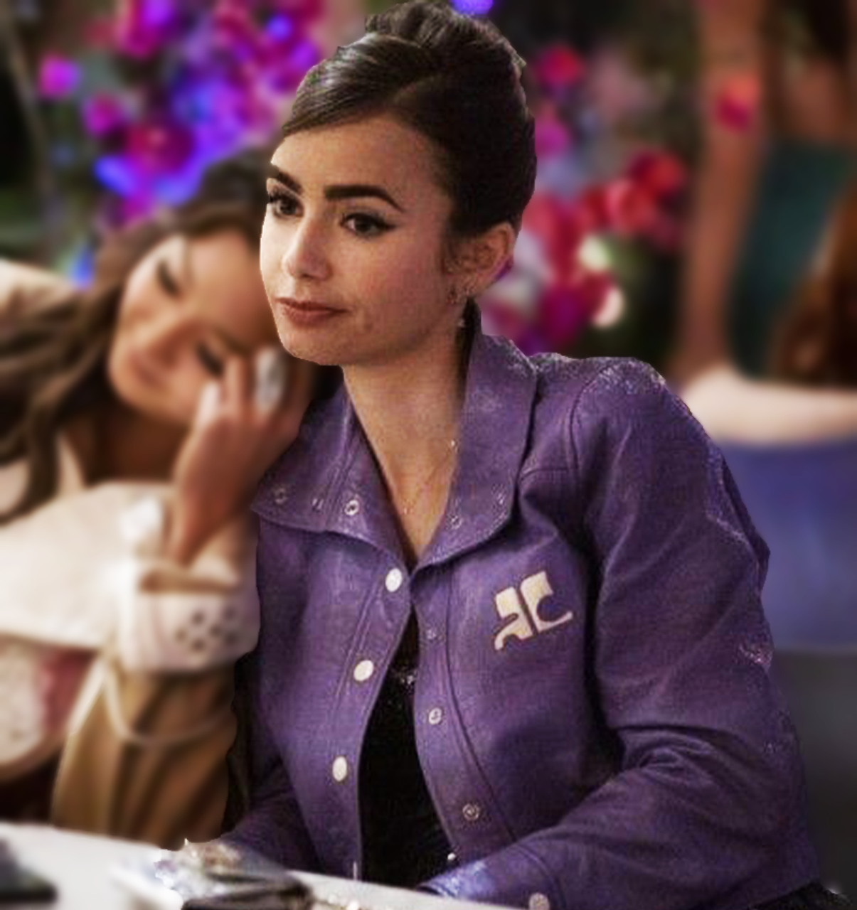 Emily In Paris S02 Lily Collins Purple Leather Jacket 02