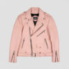 Harley Davidson Dusty Pink Biker Leather Jacket 01