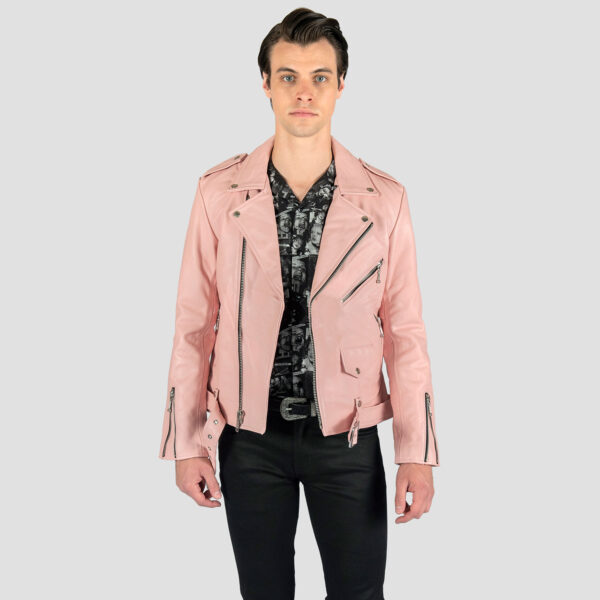 Harley Davidson Dusty Pink Biker Leather Jacket 02