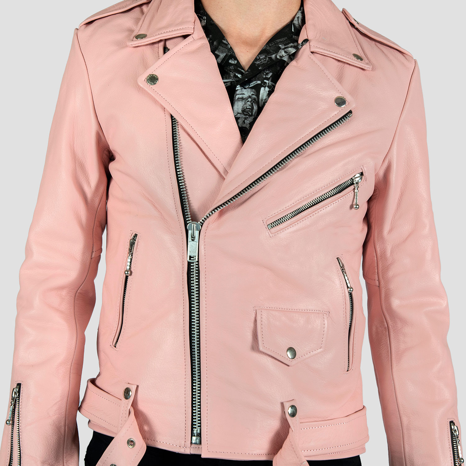 Harley Davidson Dusty Pink Biker Leather Jacket 03