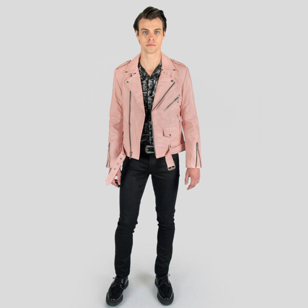 Harley Davidson Dusty Pink Biker Leather Jacket 05