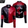 Harley Quinn Black Red Biker Jacket 01