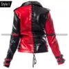 Harley Quinn Black Red Biker Jacket 02