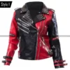 Harley Quinn Black Red Biker Jacket 03
